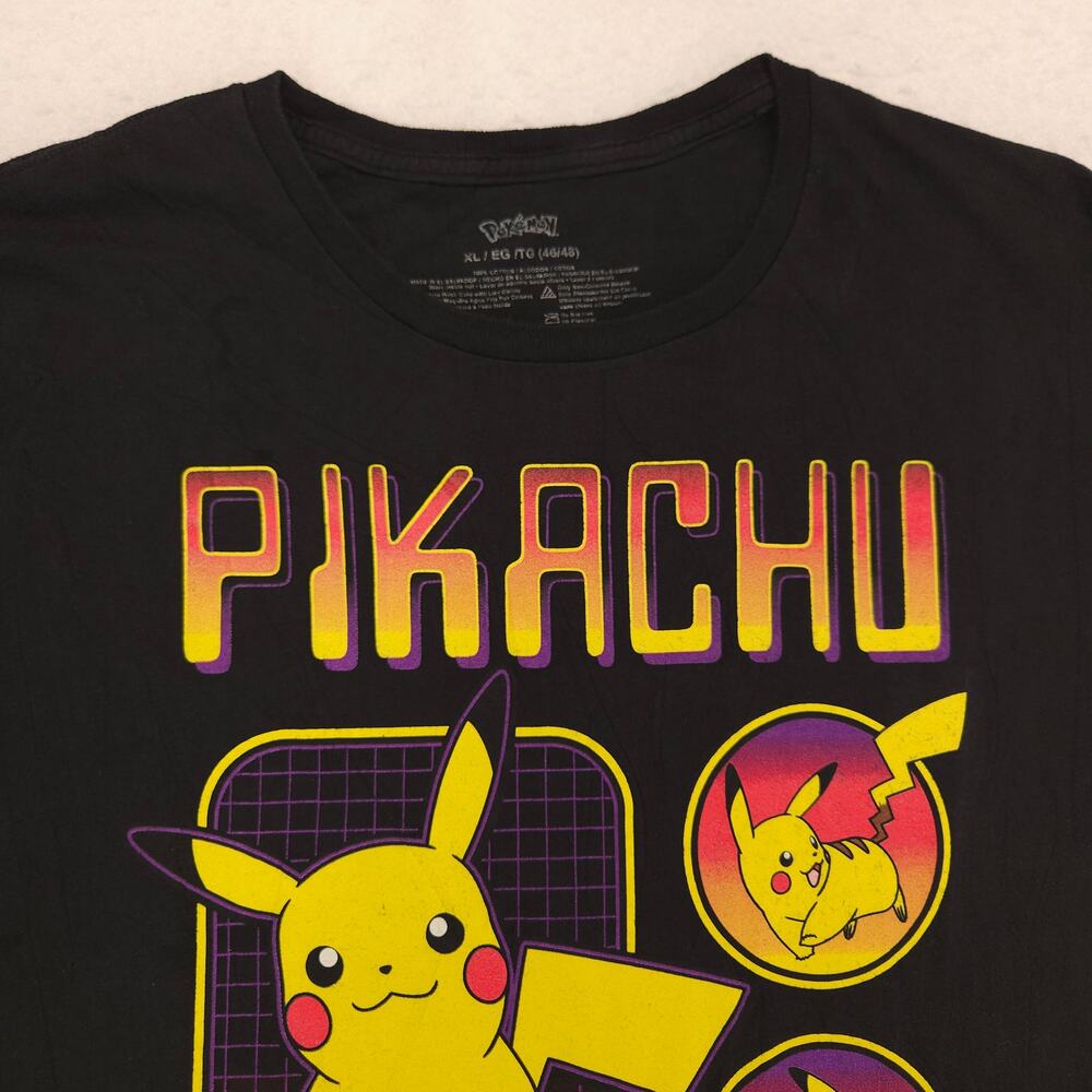 Pokemon Pikachu Graphic Short Sleeve Crew Neck T Shirt Mens Size XL Black